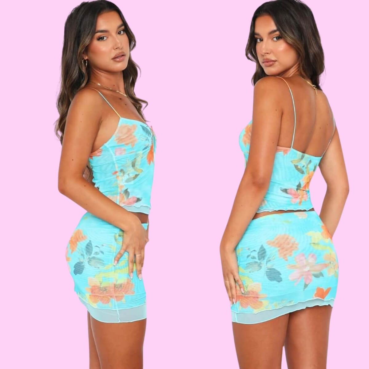 Mesh Mini Skirt Set