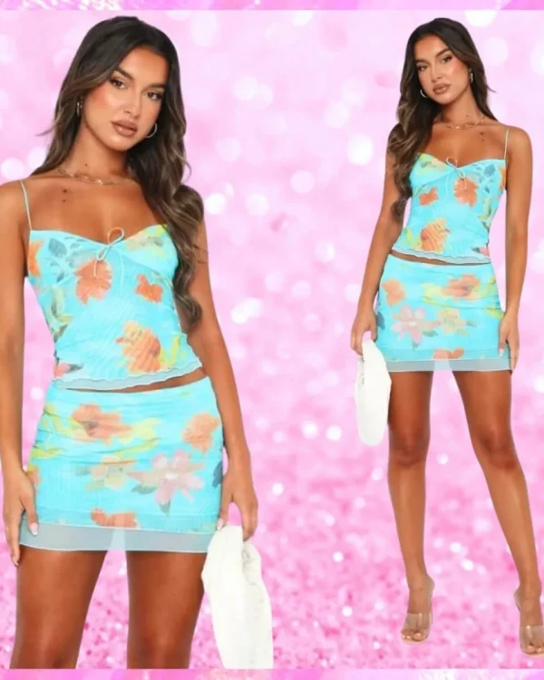 Mesh Mini Skirt Set