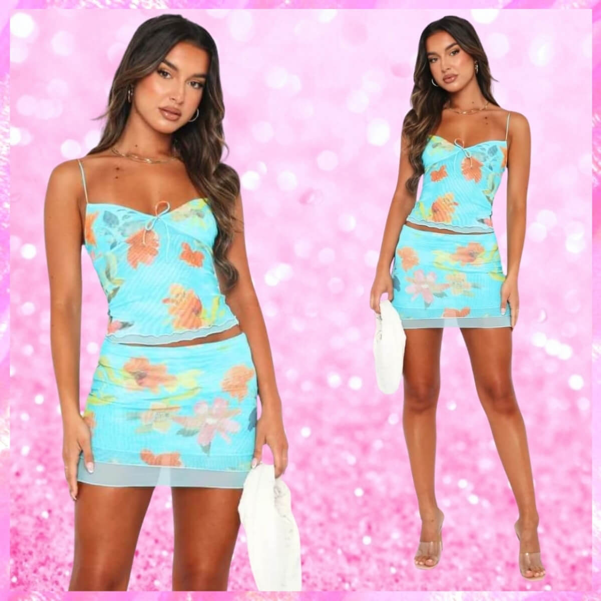 Mesh Mini Skirt Set