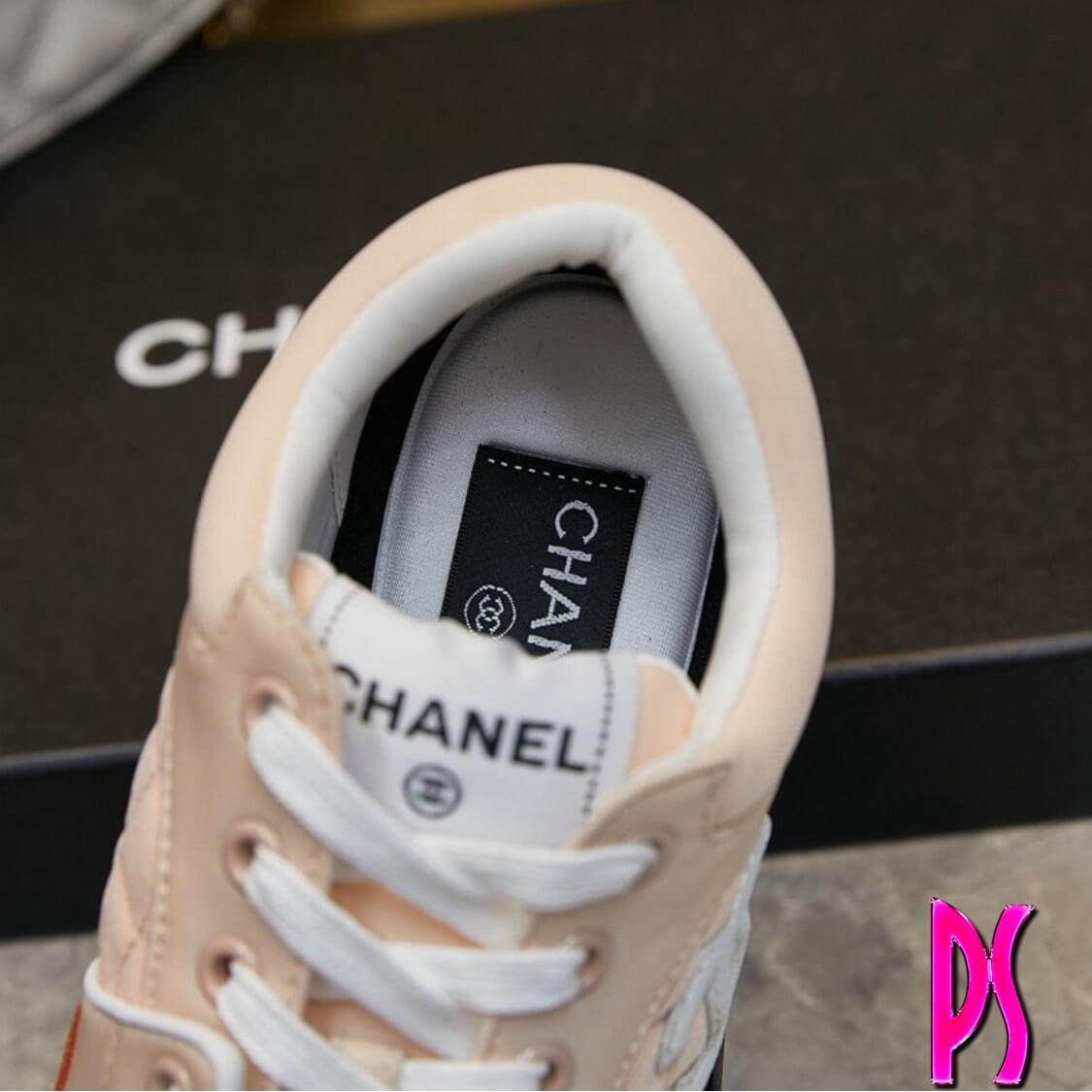 Chanel Quilted Sneakers Peach