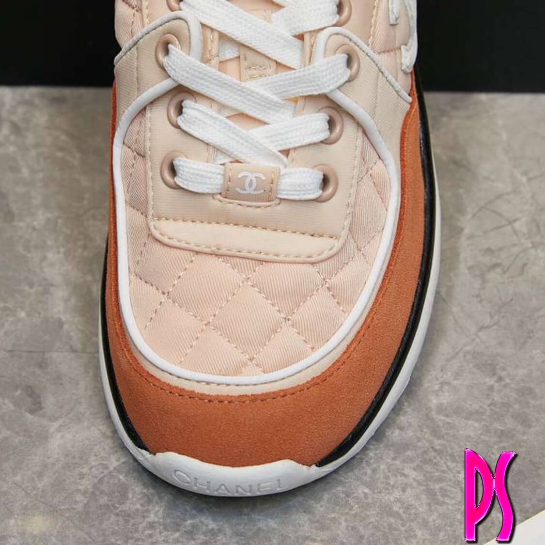 Chanel Quilted Sneakers Peach