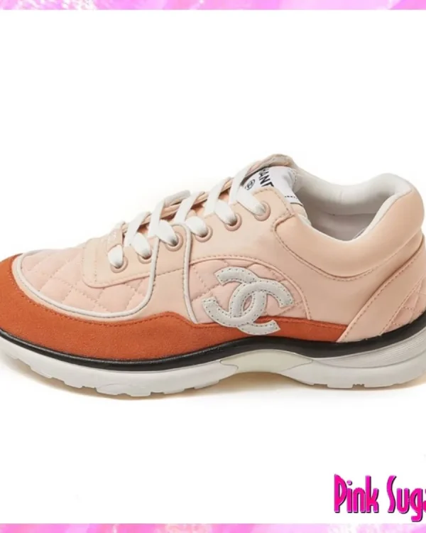 Chanel Quilted Sneakers Peach