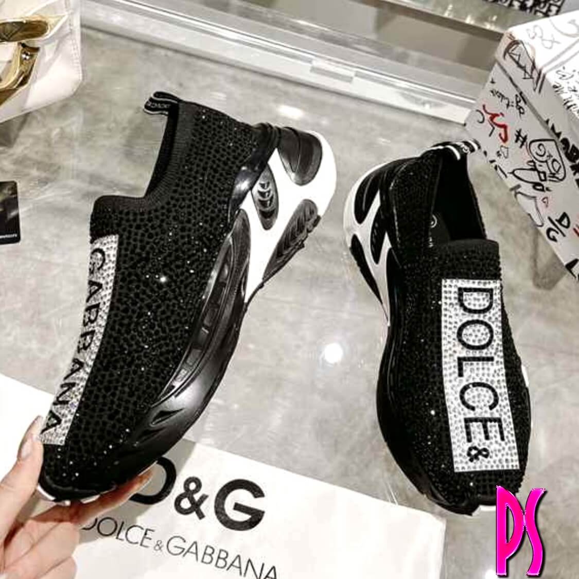 Crystal Slip On Sneakers Black