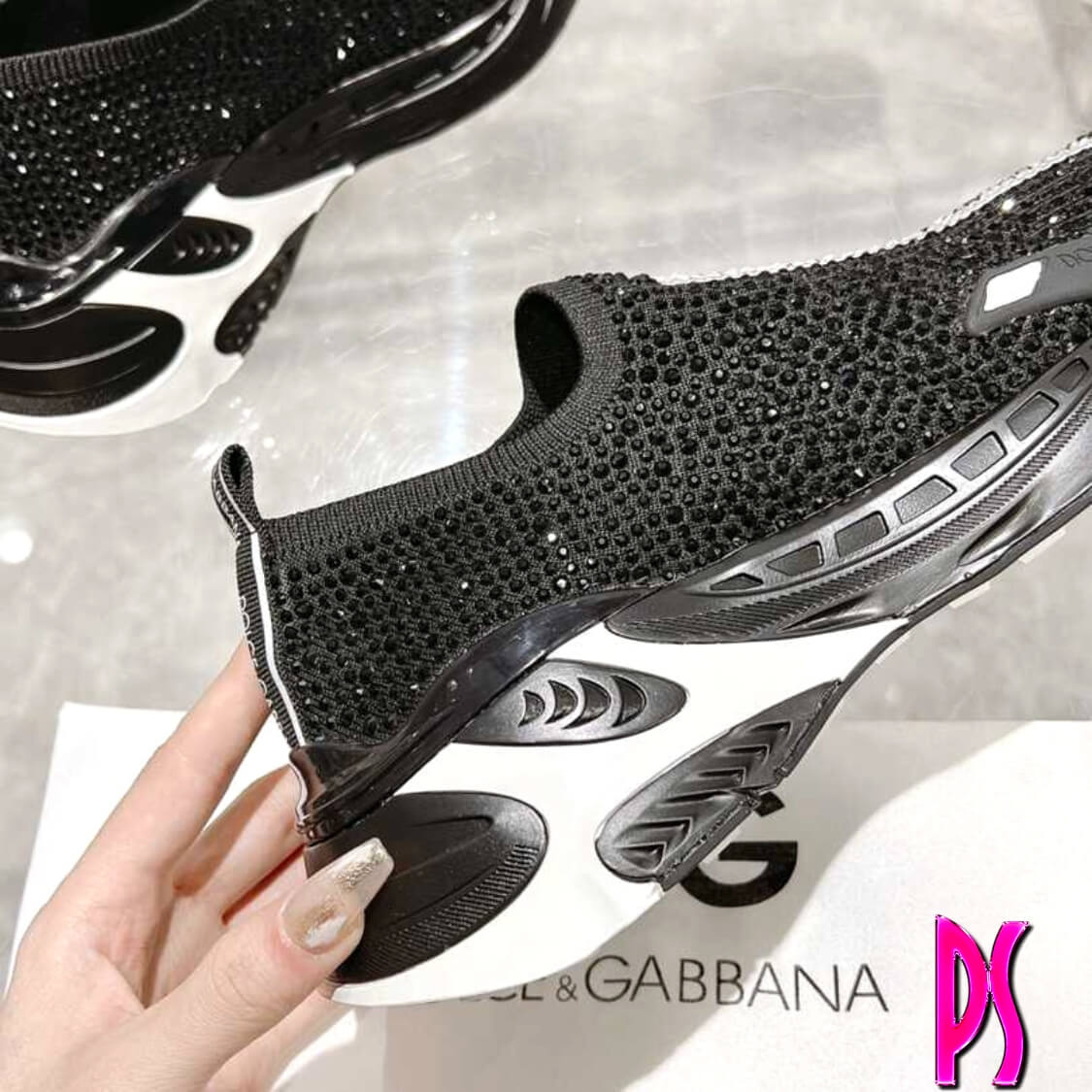 Crystal Slip On Sneakers Black