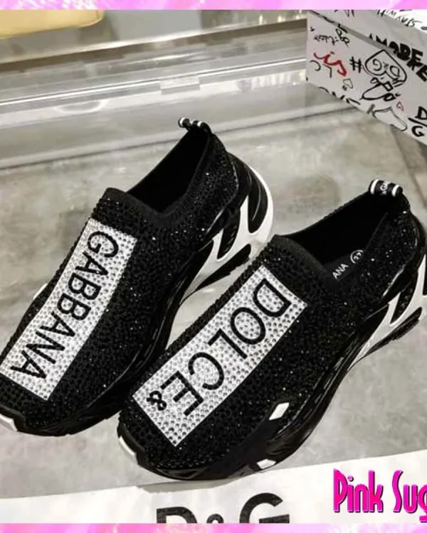 Crystal Slip On Sneakers Black