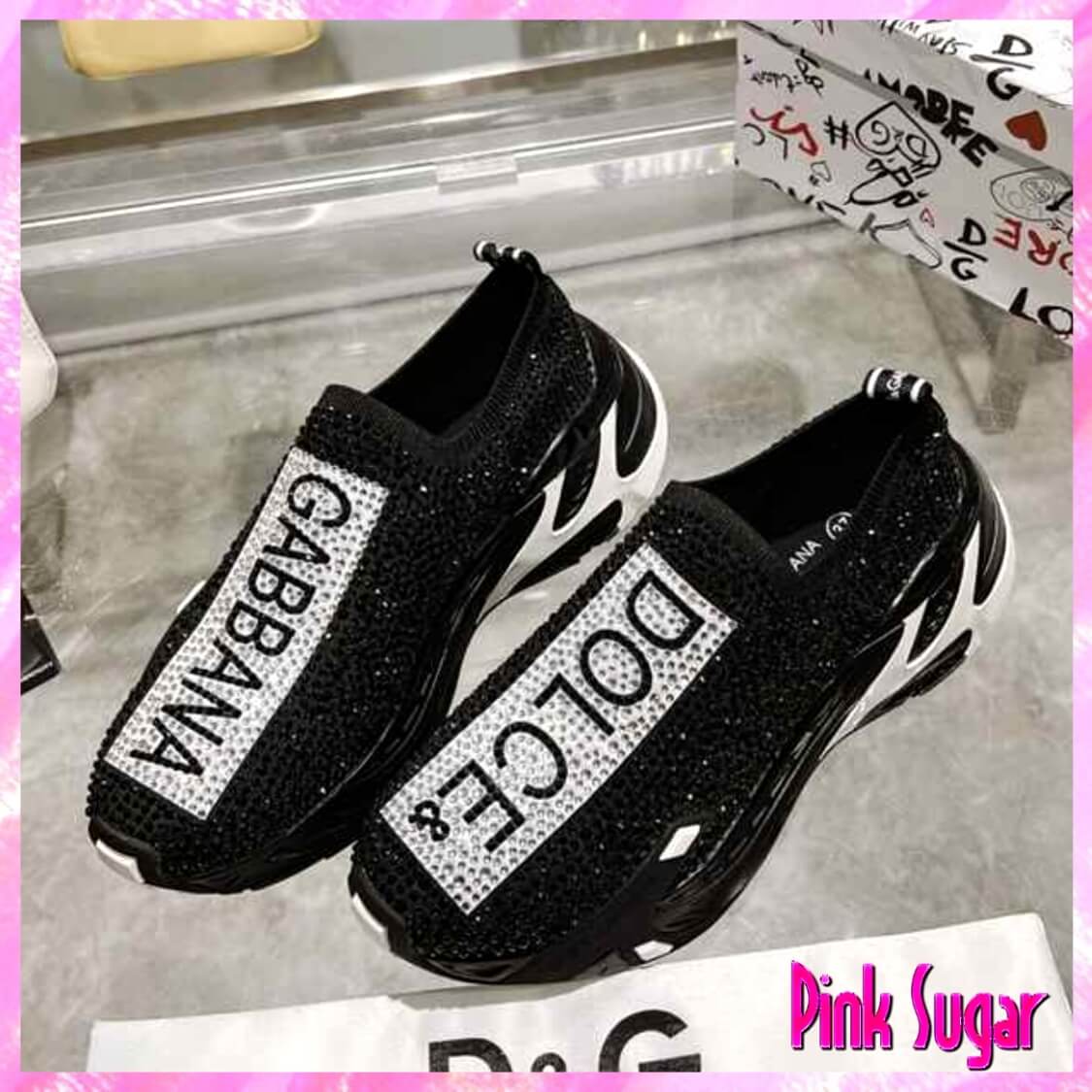 Crystal Slip On Sneakers Black