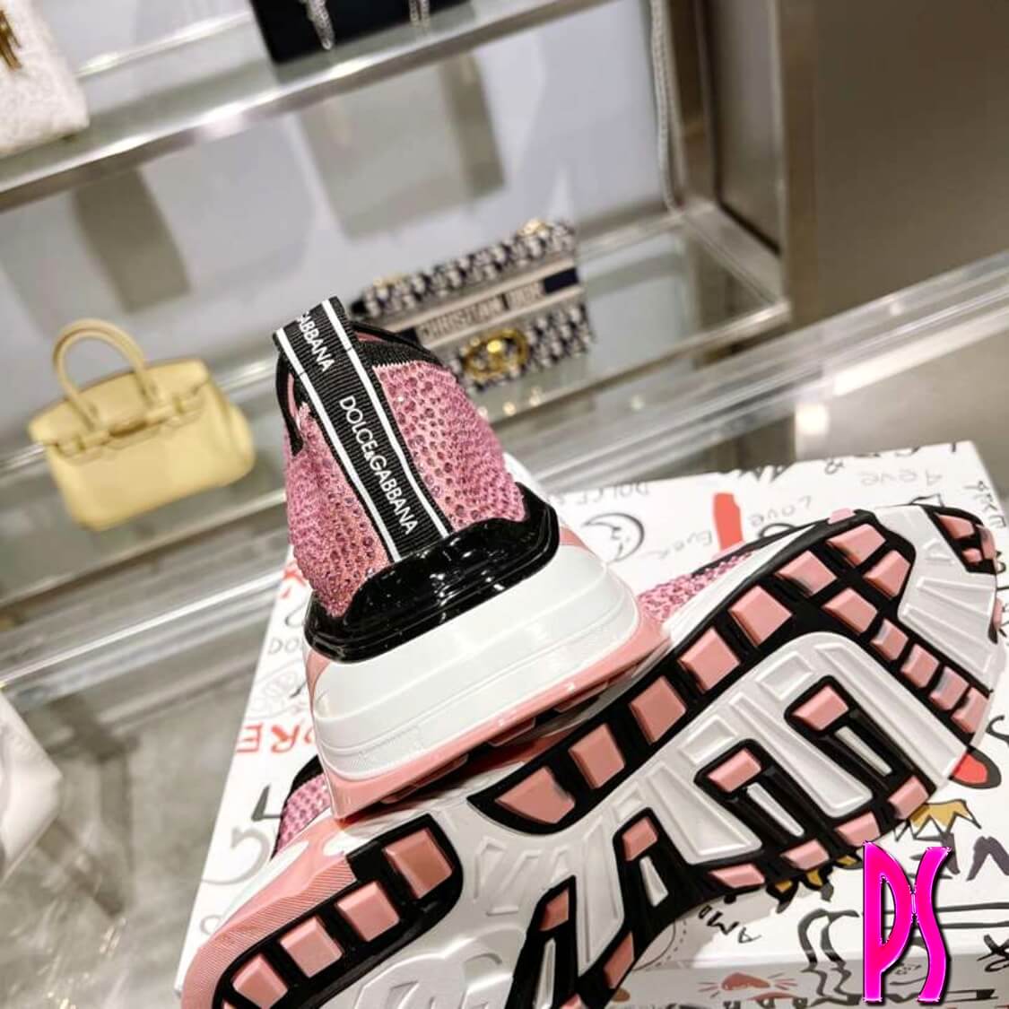 Crystal Slip On Sneakers Pink