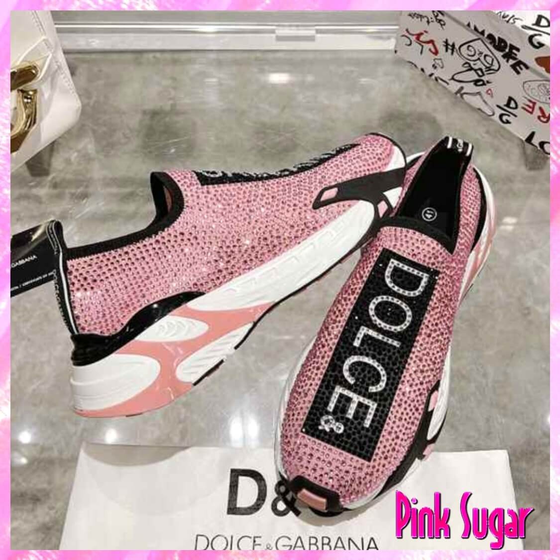 Crystal Slip On Sneakers Pink