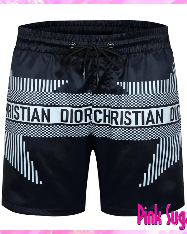 Dior Checkered Stripes Swim Shorts Men's