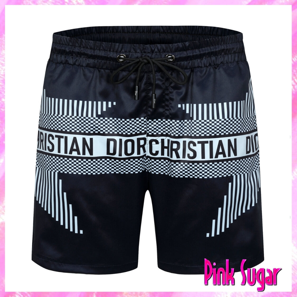 Dior Checkered Stripes Swim Shorts Men's