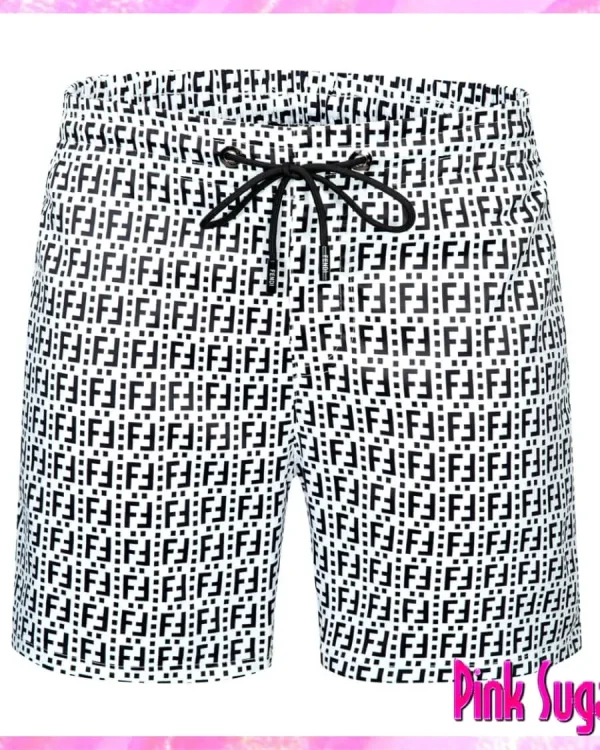 Fendi Monogram Swim Shorts White