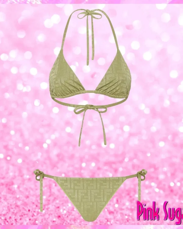 Fendi Motif Triangle Bikini Green