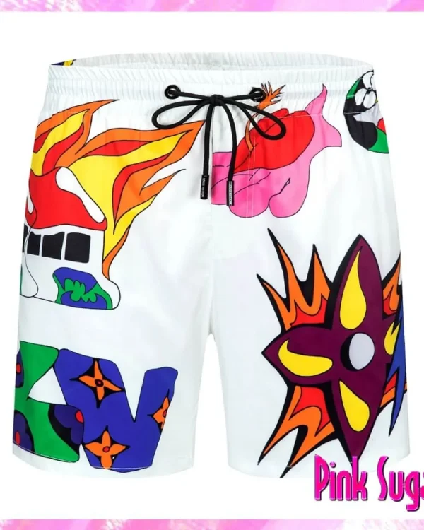 Louis Vuitton Graffiti Print Y2K Swim Shorts