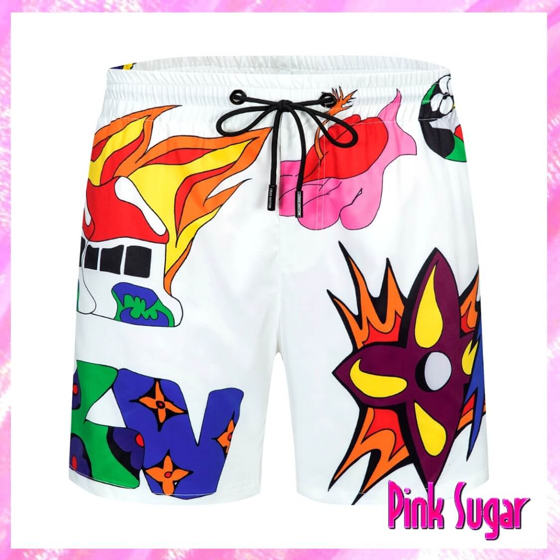Louis Vuitton Graffiti Print Y2K Swim Shorts