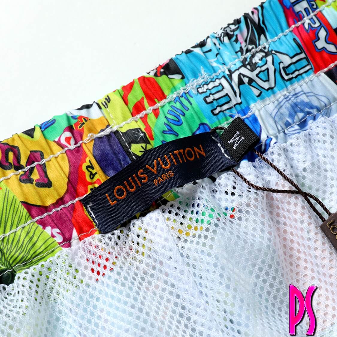 Louis Vuitton Multi Sticker Print Board Shorts Men's