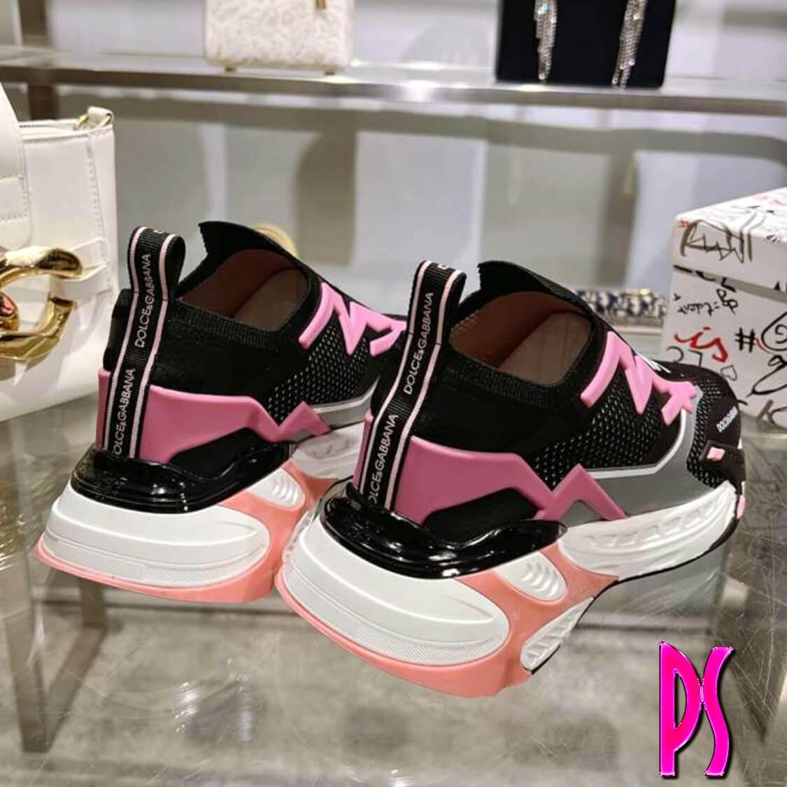 Men's Slip On Sneakers Black Pink