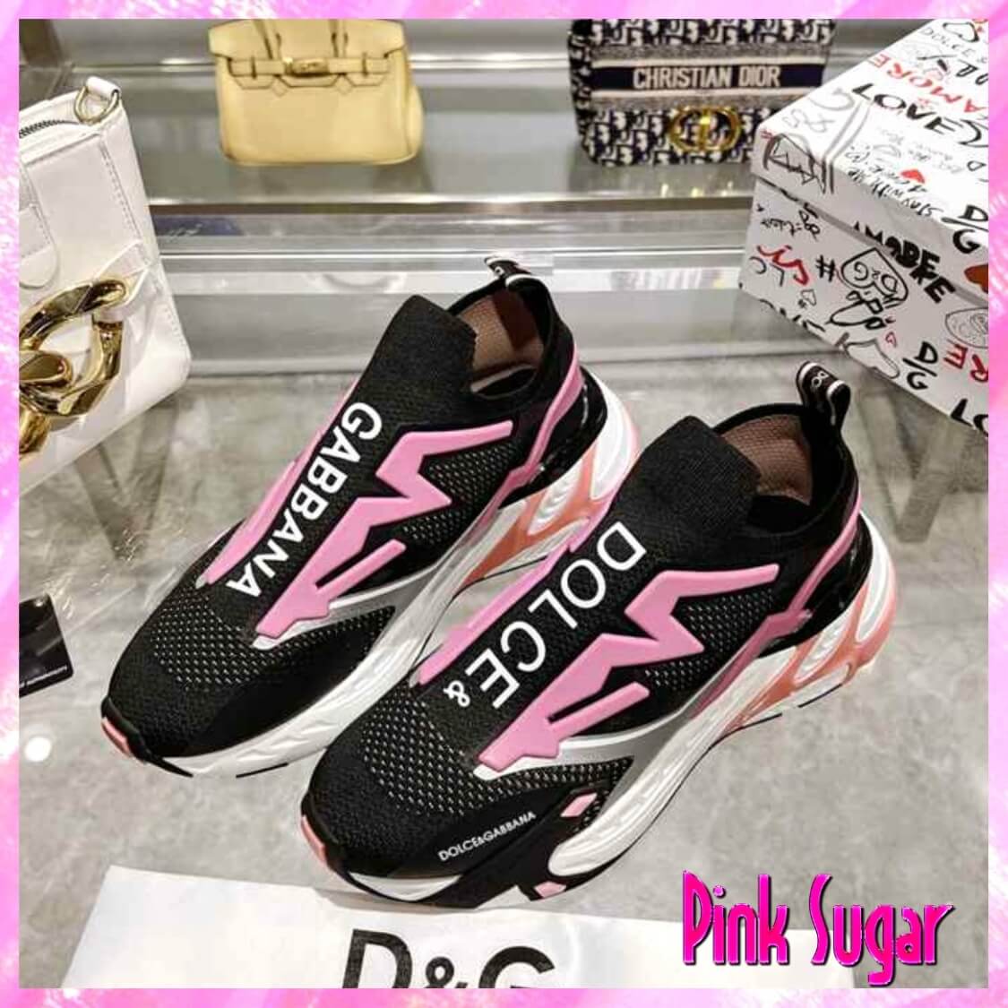 Men's Slip On Sneakers Black Pink