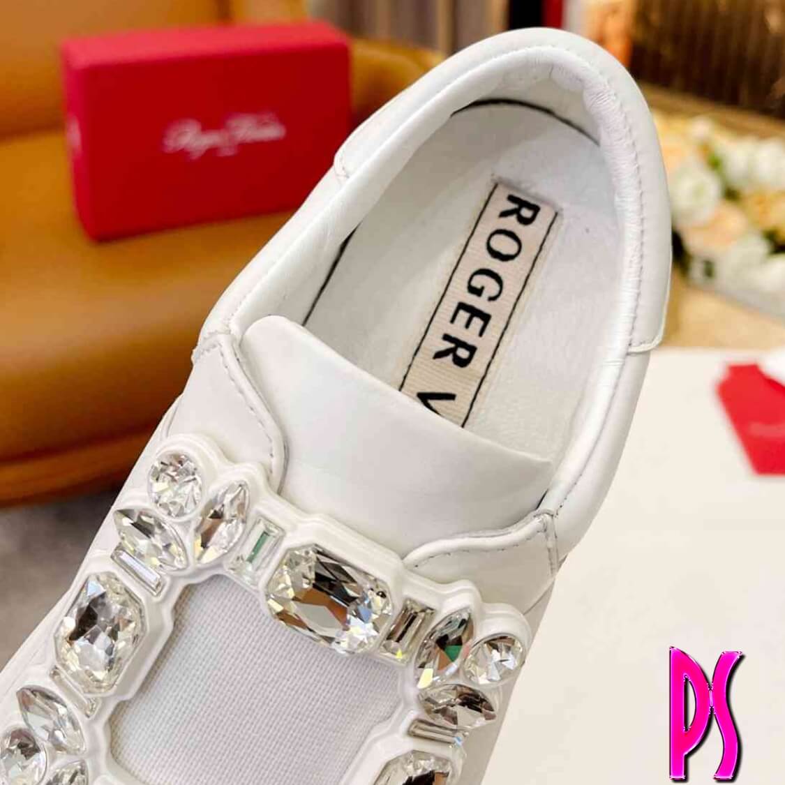 Roger Vivier Embellished Slip-On Sneakers White