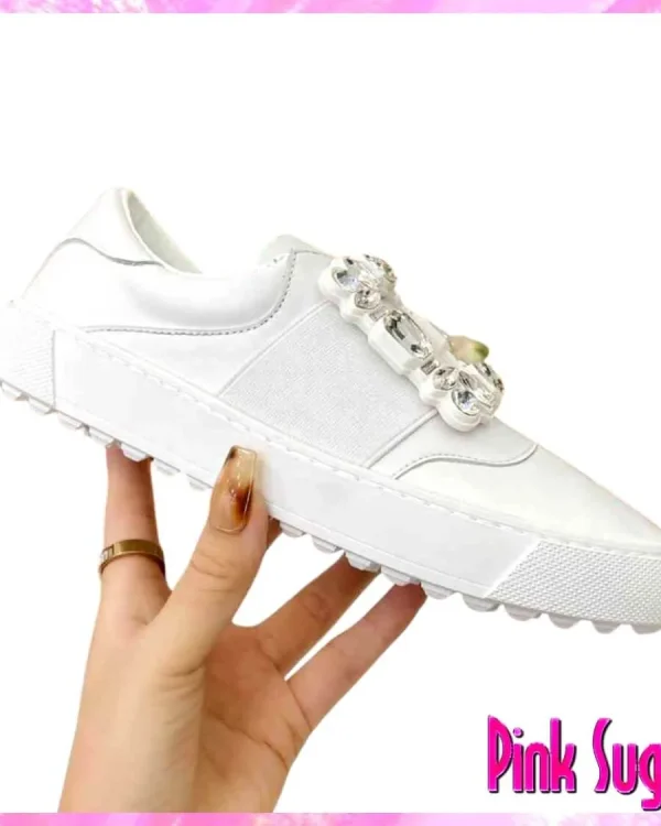 Roger Vivier Embellished Slip-On Sneakers White
