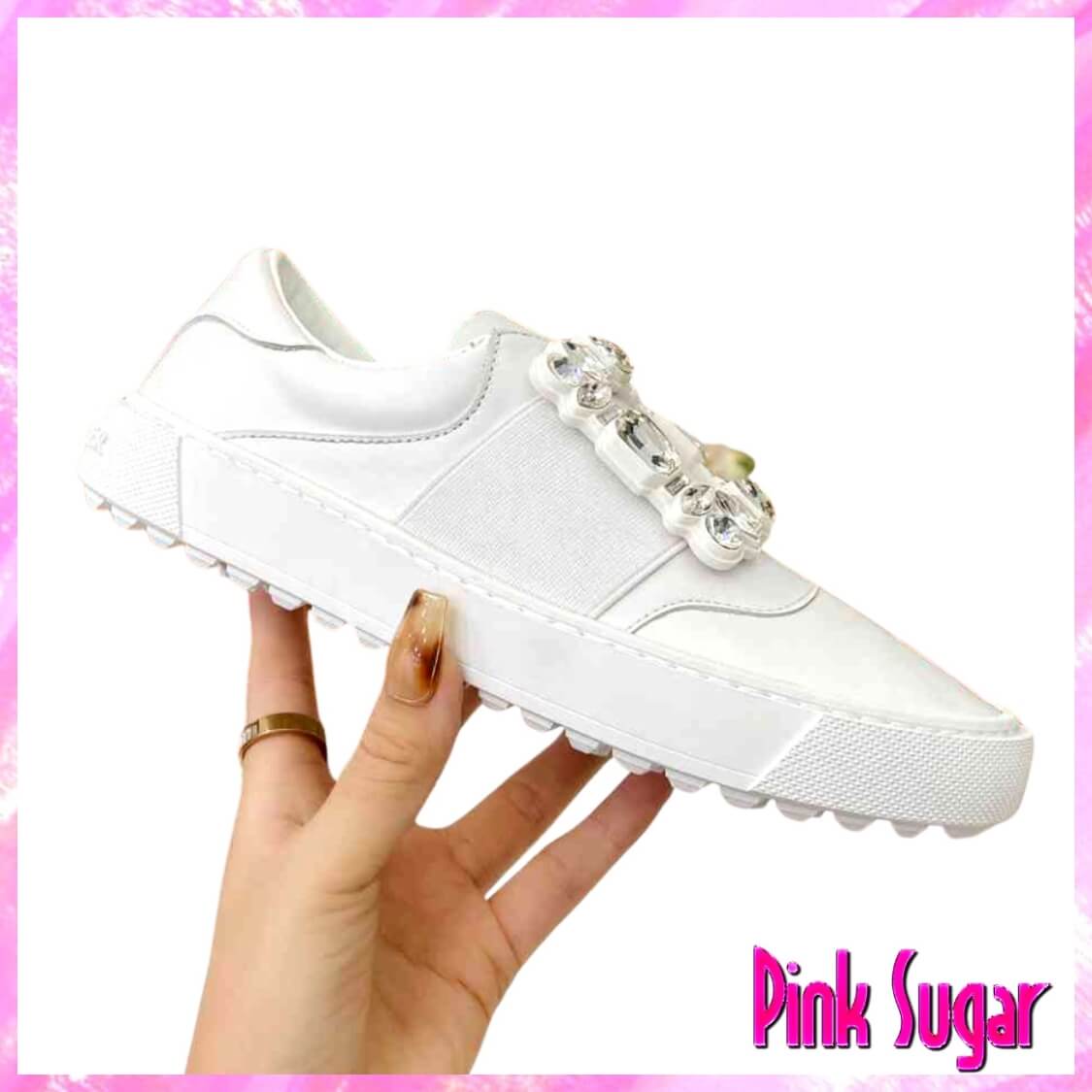Roger Vivier Embellished Slip-On Sneakers White