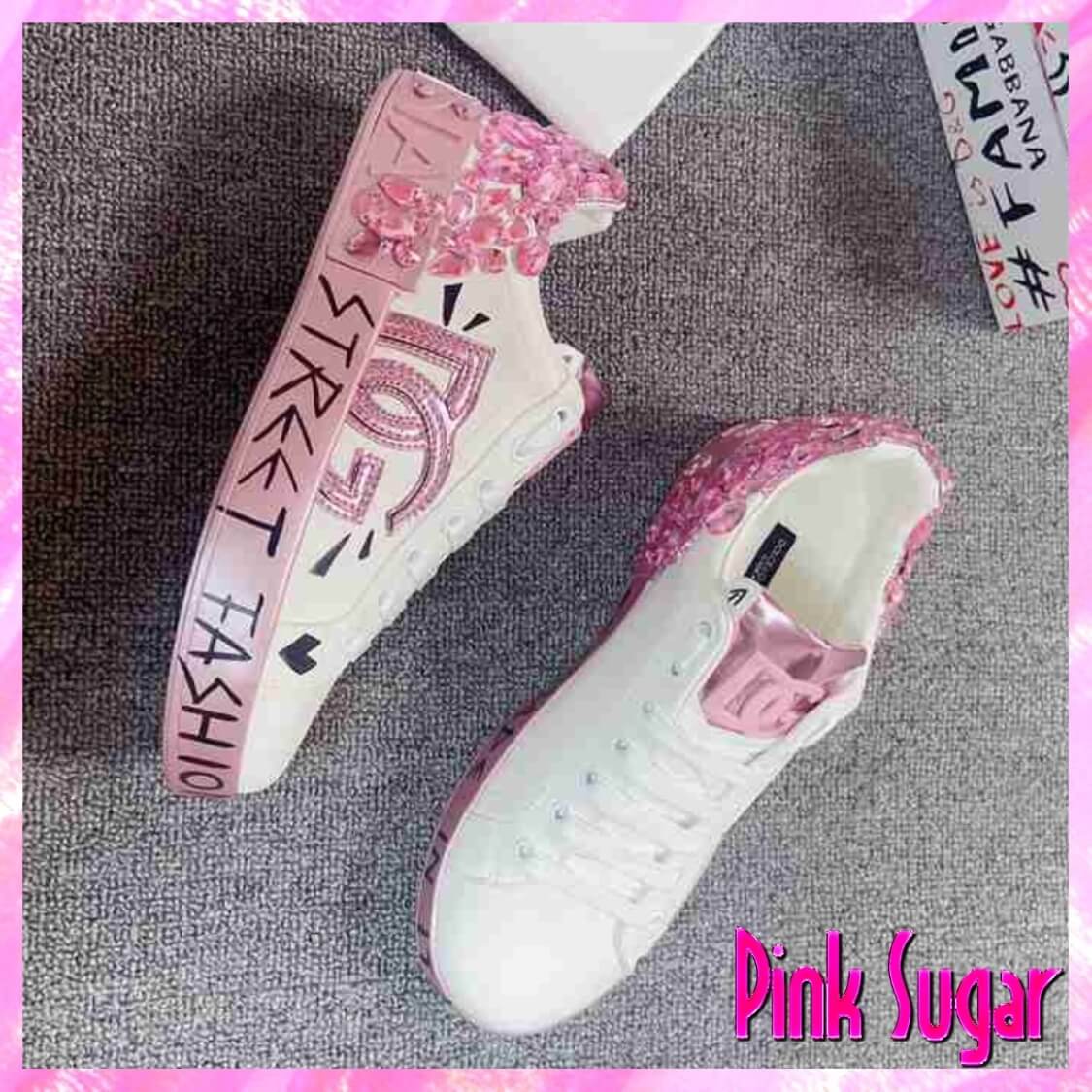 Street Fashion Gem Sneakers Pink