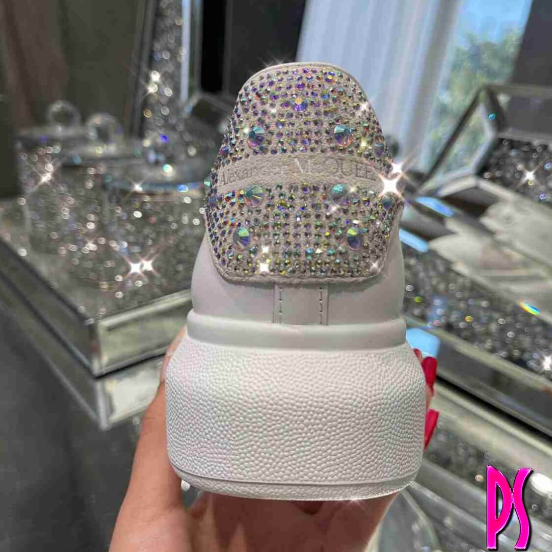 White Sneakers With Crystals 