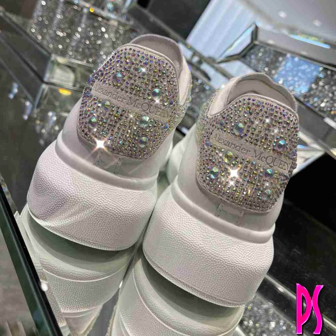 White Sneakers With Crystals 
