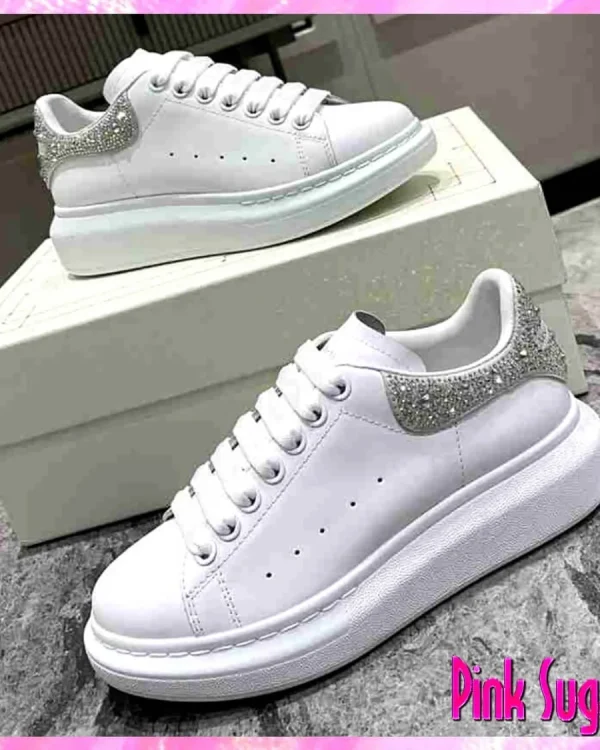 White Sneakers With Crystals