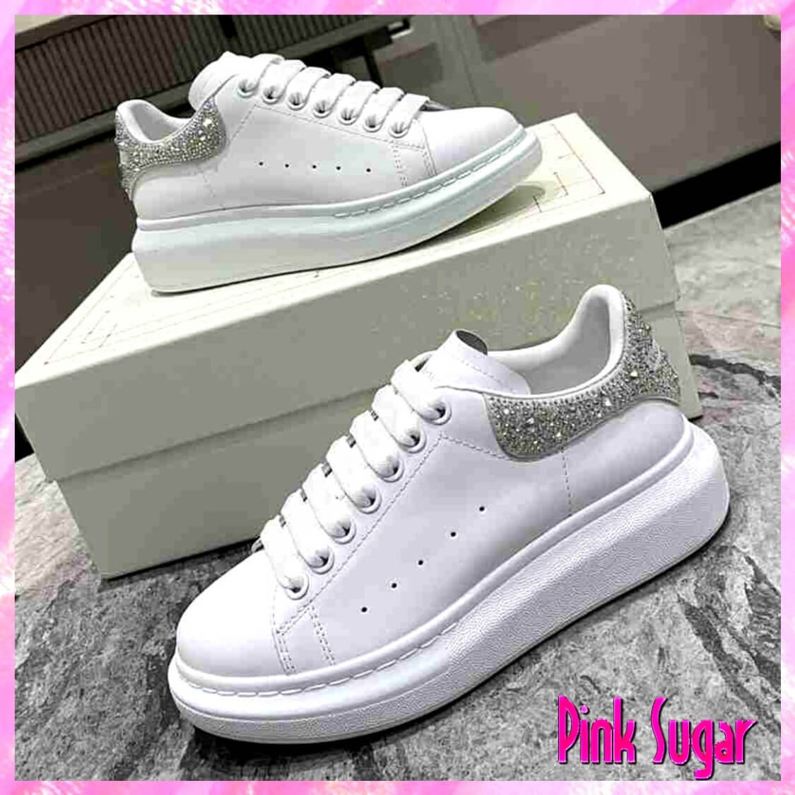 White Sneakers With Crystals