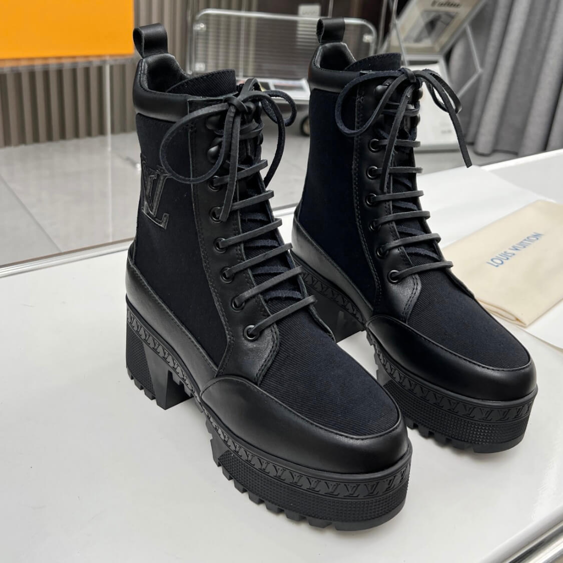 Traction Combat Ankle Boots In Black