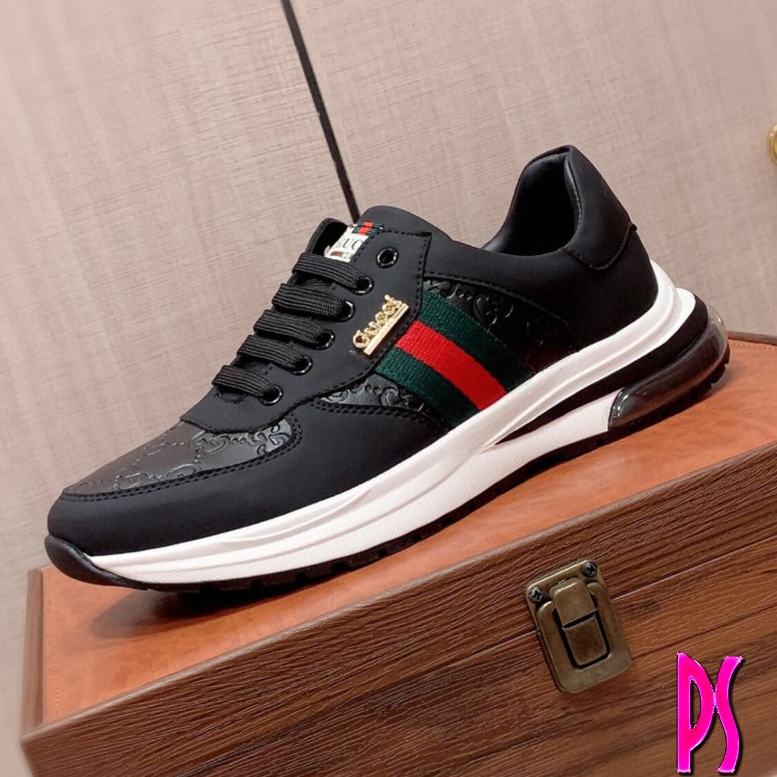 Gold Charm Sneakers In Black