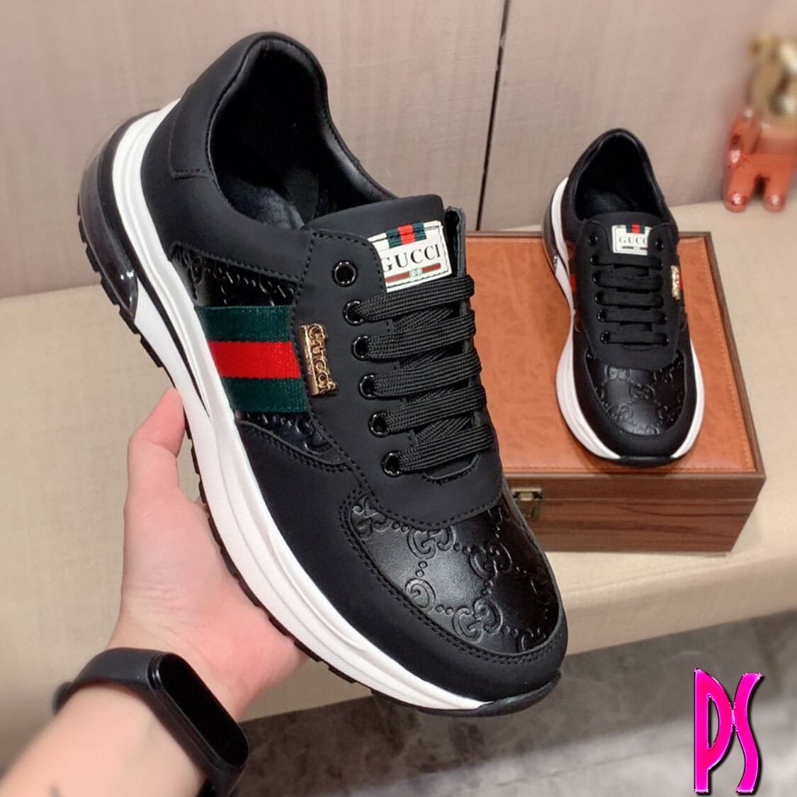 Gold Charm Sneakers In Black