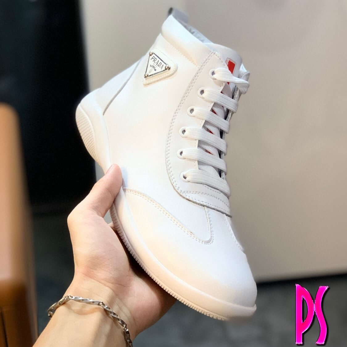Prada Flat High Top Sneakers
