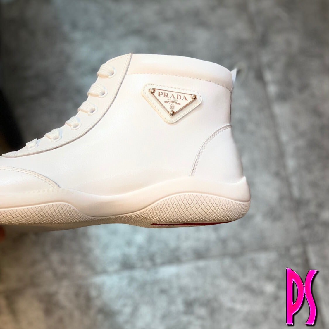 Prada Flat High Top Sneakers