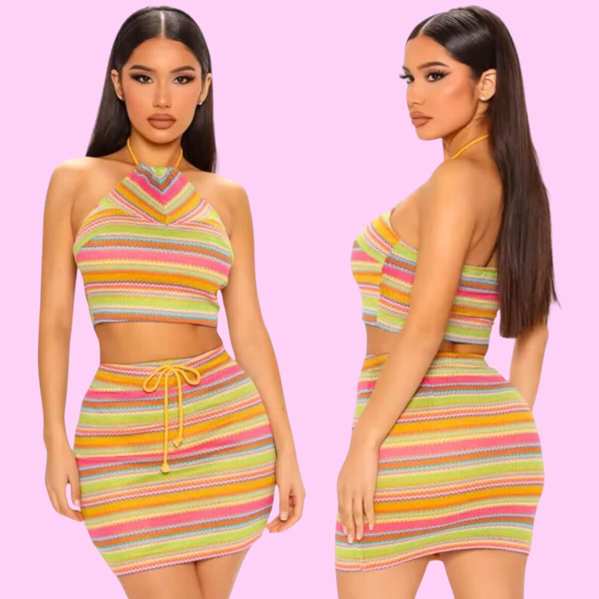 Halter Top Skirt Set