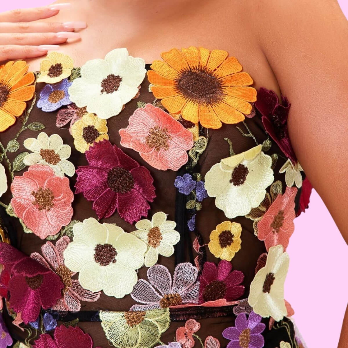 Plus Floral Embroidered Mini Dress