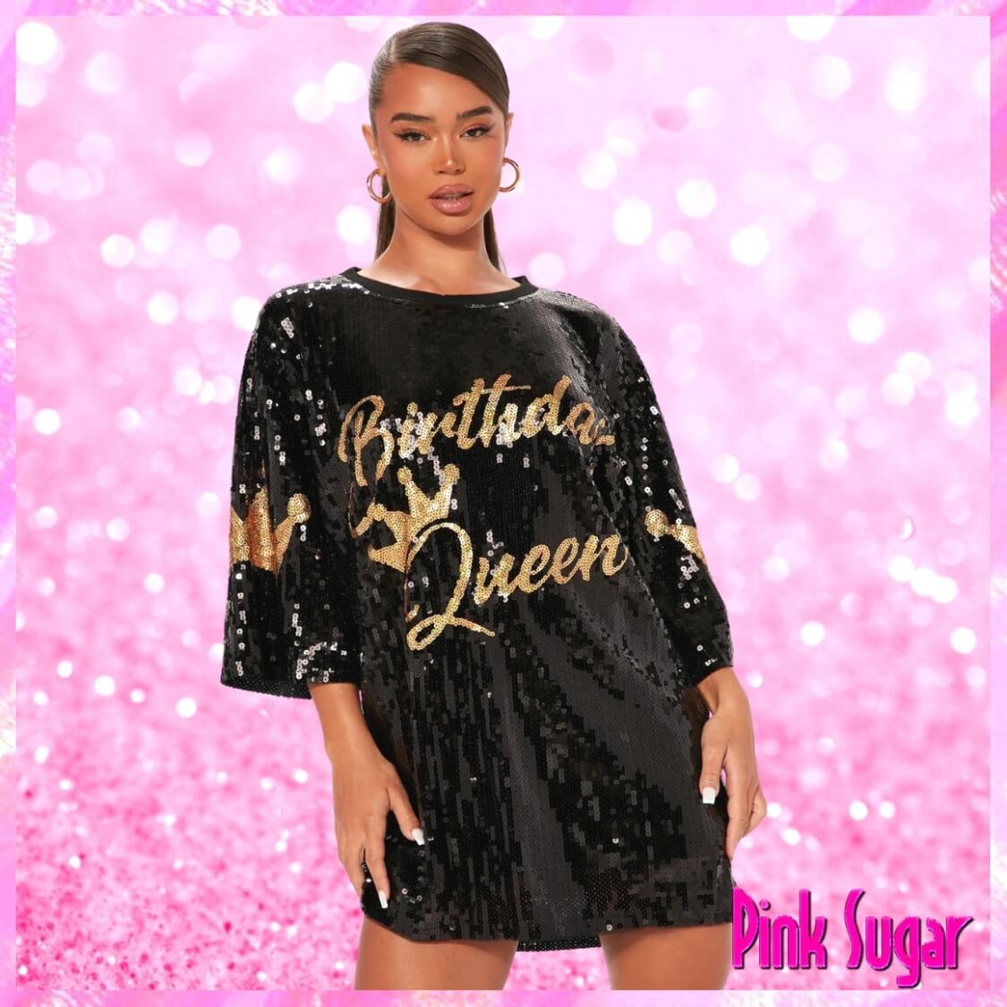 Birthday Queen Sequin T-Shirt Dress