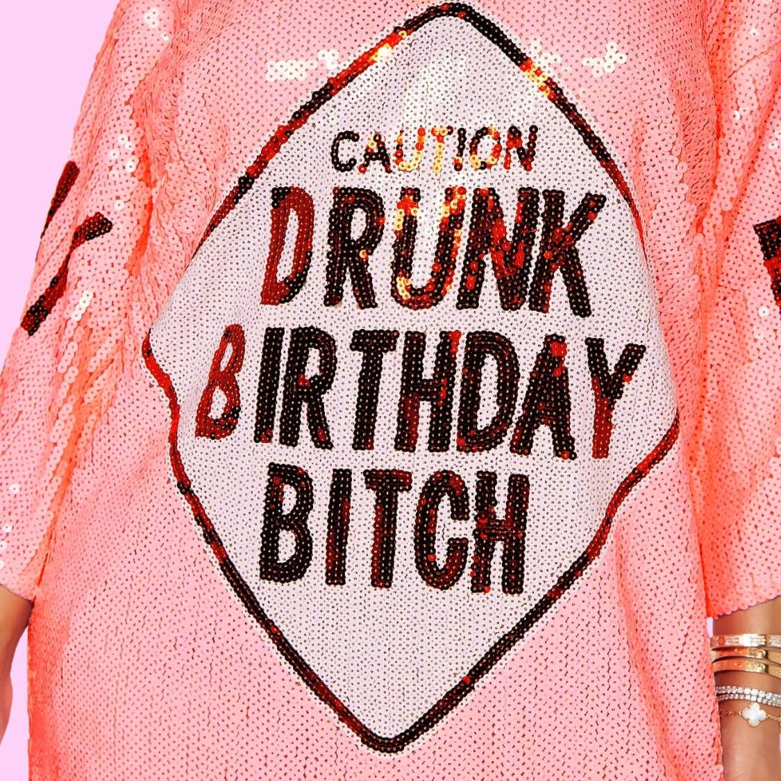 Birthday Sequin T-Shirt Dress Pink