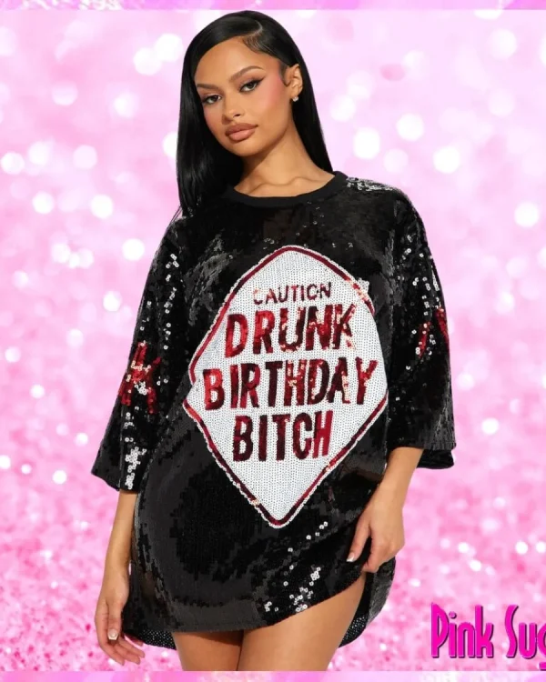 Birthday Sequin T-Shirt Dress