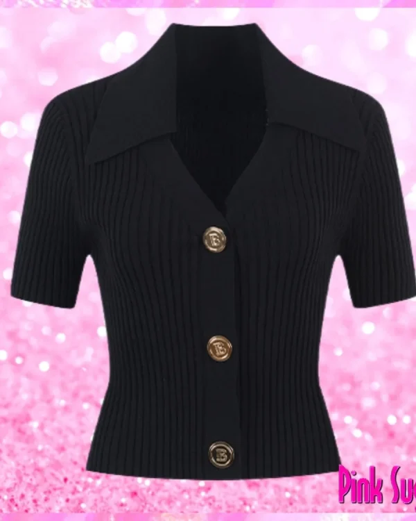 Black Cardigan Knitted Sweaters