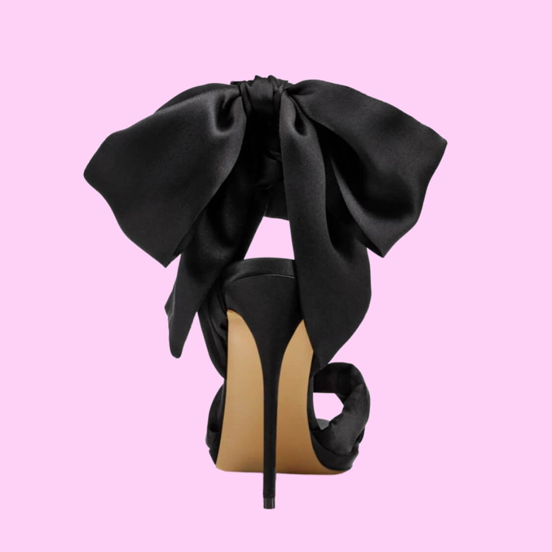 Black Satin High Heel Sandals