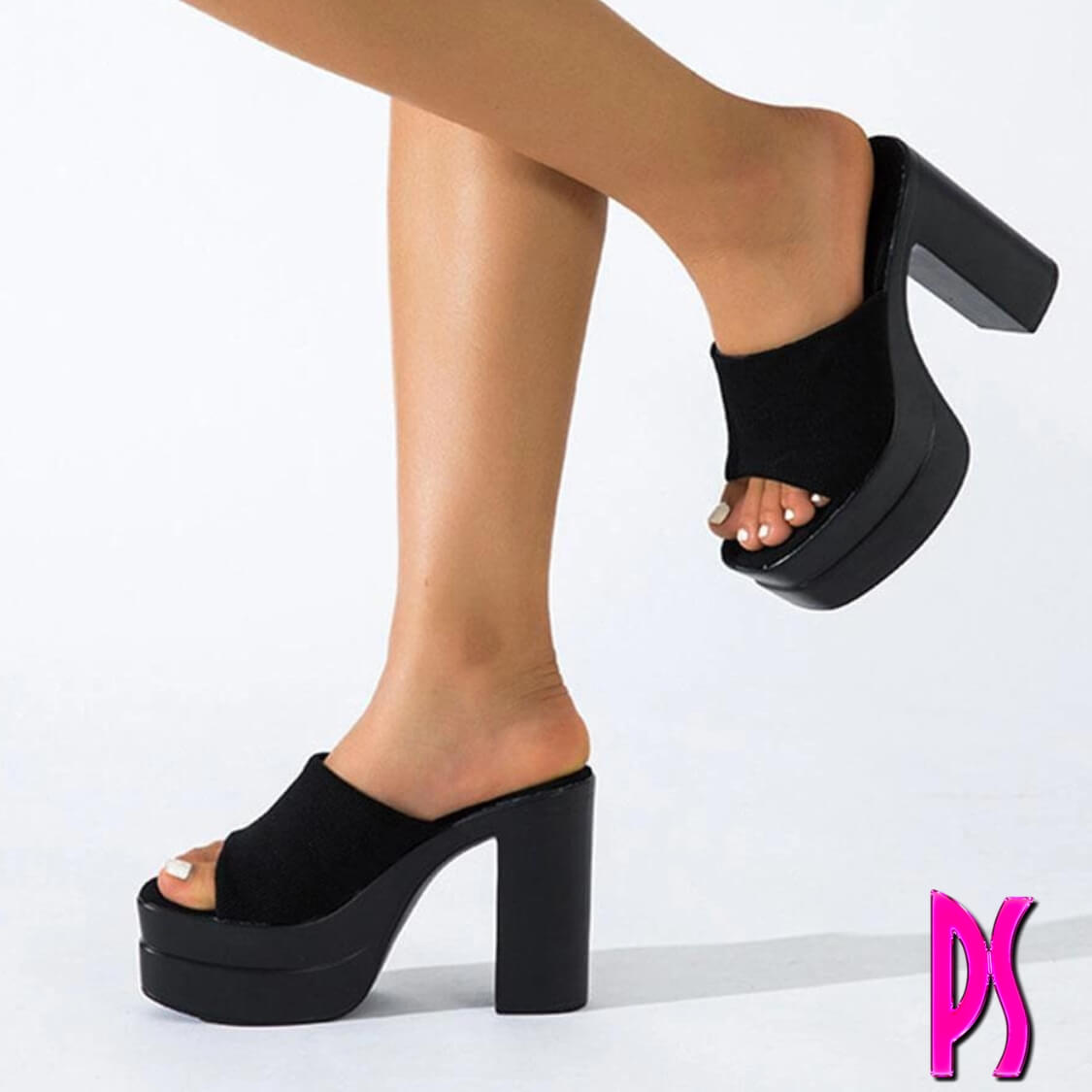 Black Sugar Chunky Heel Mules