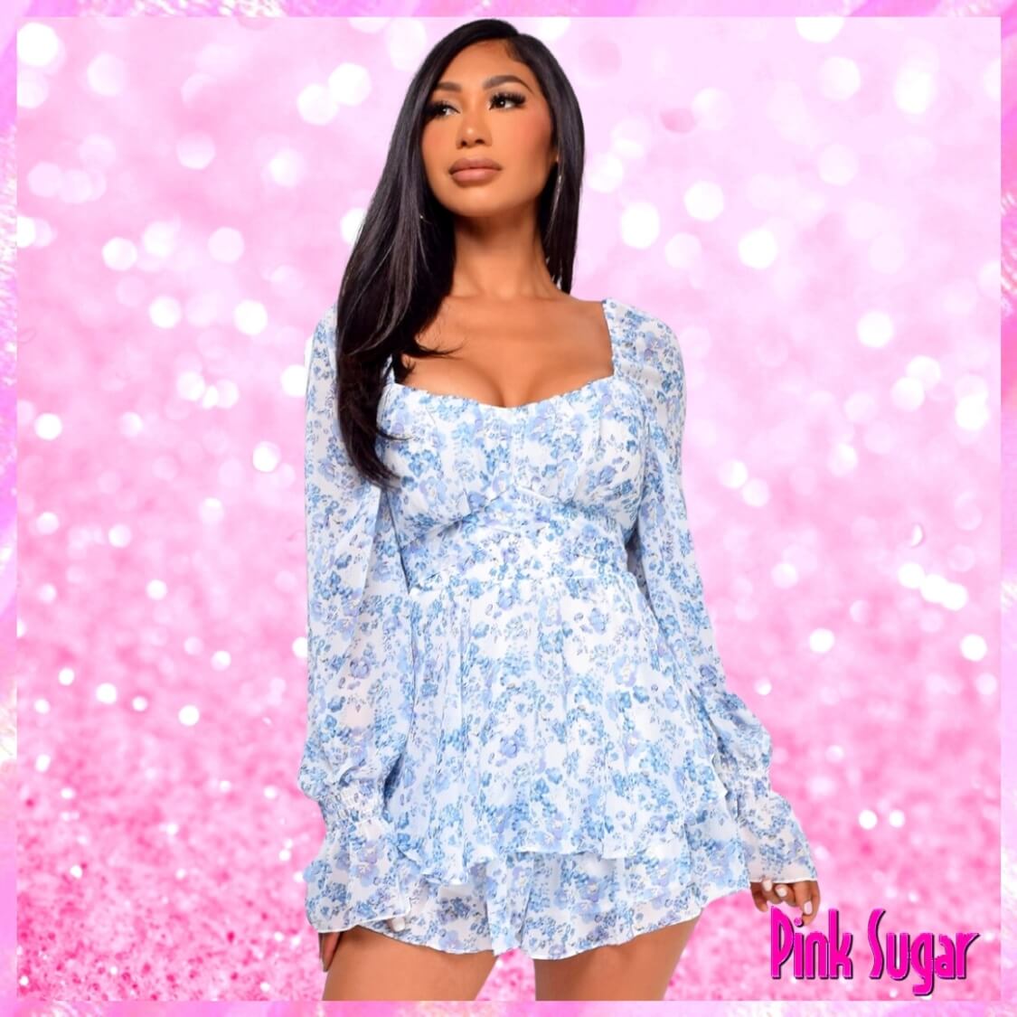Blue Floral Romper