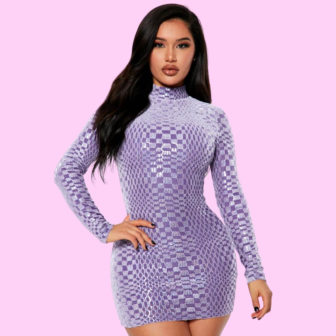 Checkered Sequin Dress