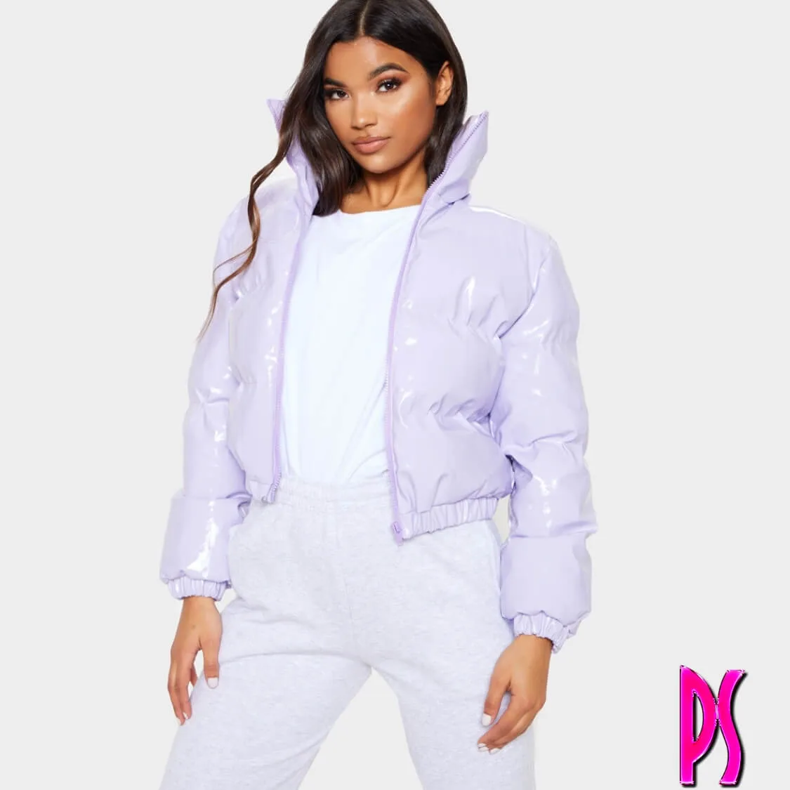 Crop Puffer Jacket Lilac