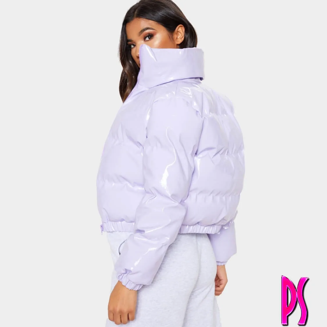 Crop Puffer Jacket Lilac