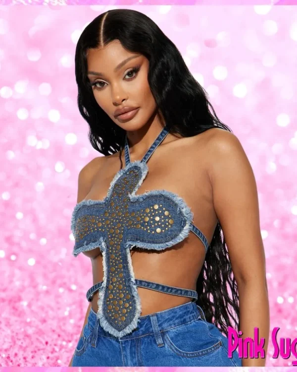 Cross Denim Top