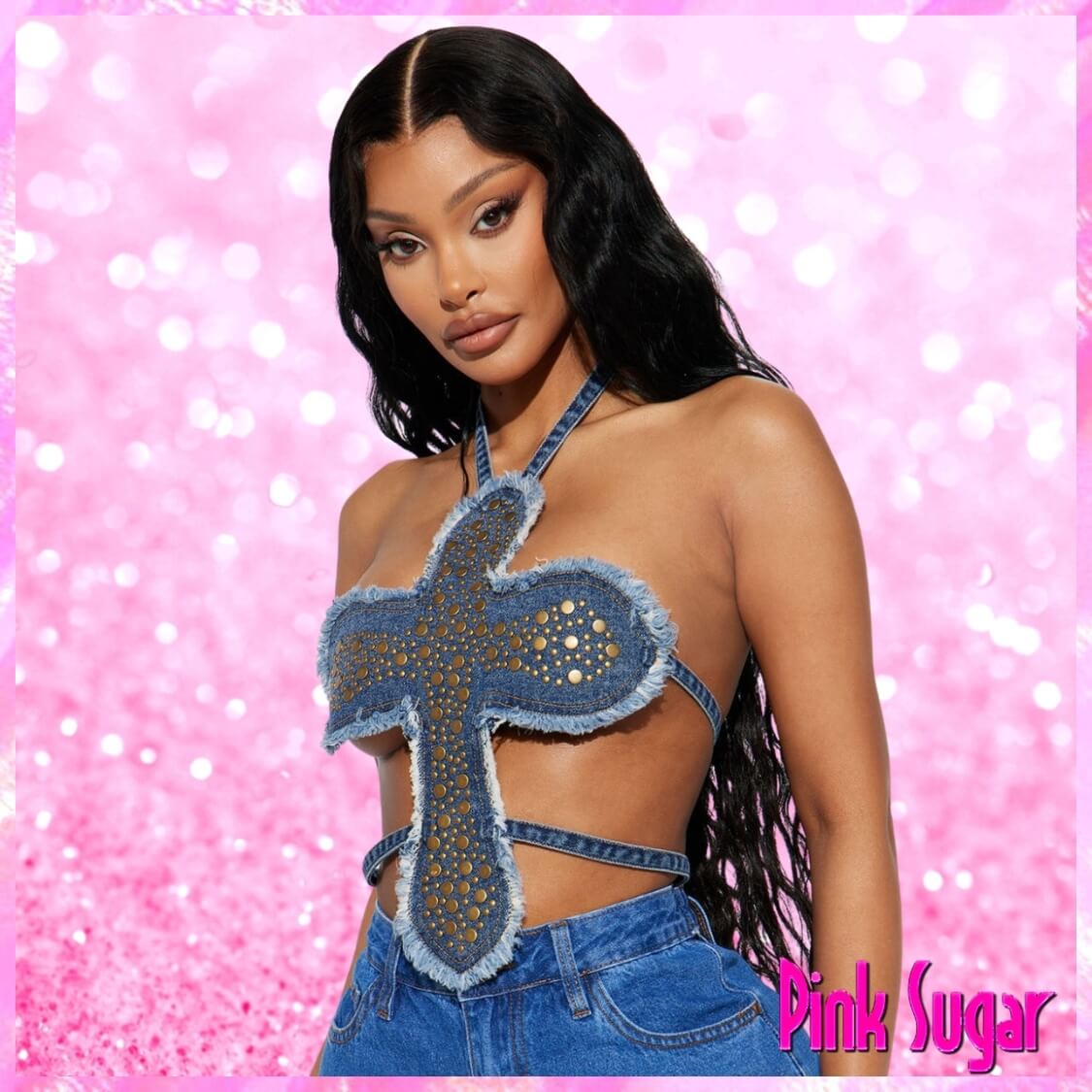 Cross Denim Top