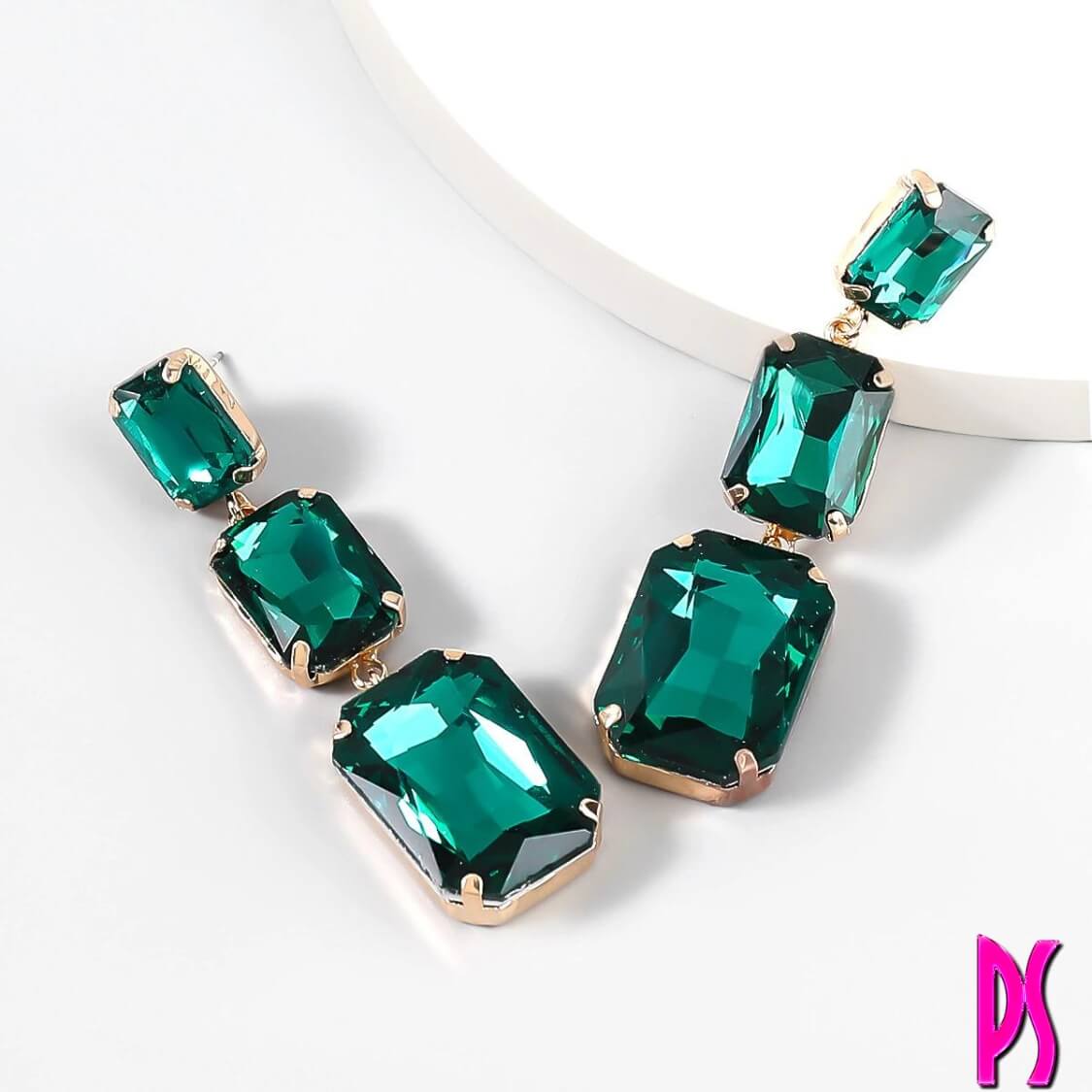 Emerald Crystal Drop Earrings