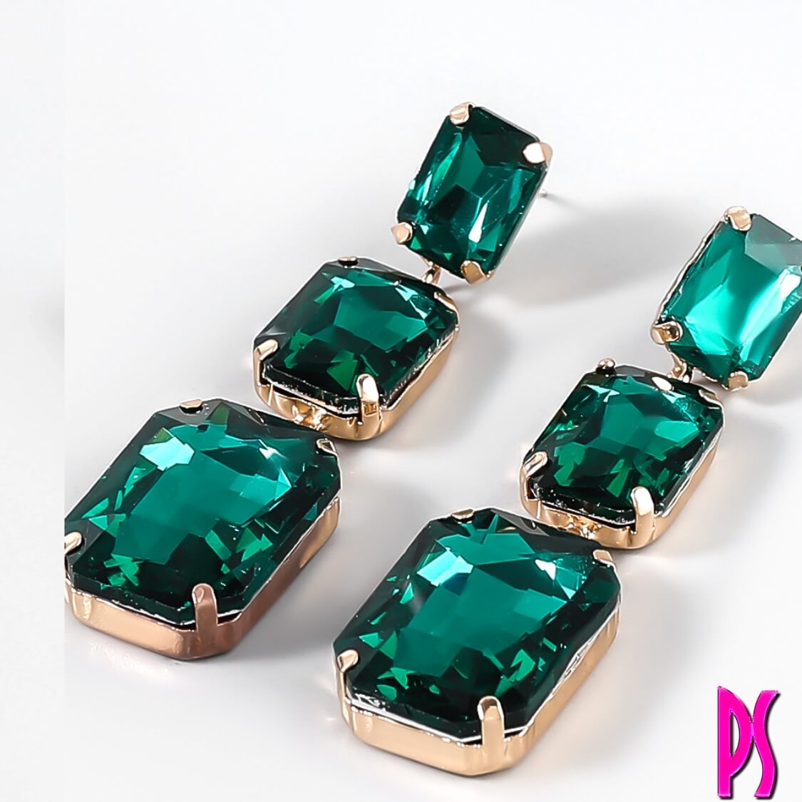 Emerald Crystal Drop Earrings